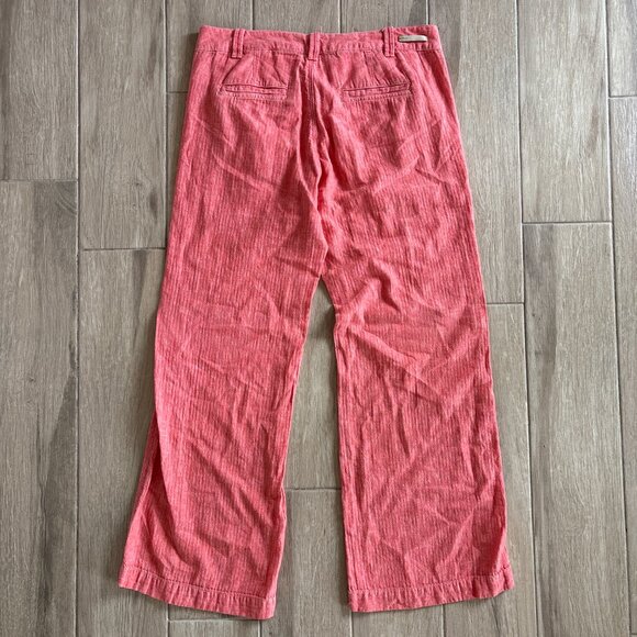 Pilcro Linen Blend Pants Women's 10 Salmon Pink Wide Leg Boho Summer - Picture 6 of 9